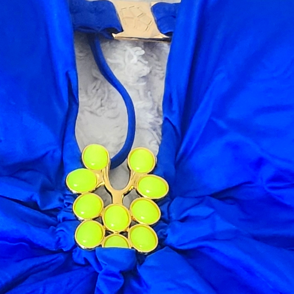 Nwt Trina Turk Bijou Sapphire Blue One-Piece Swimsuit with Yellow Accent 12 - Picture 3 of 4